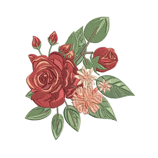 Rose - Glossy, Embroidery Design with instant download online, flower Embroidery Design. 4 sizes