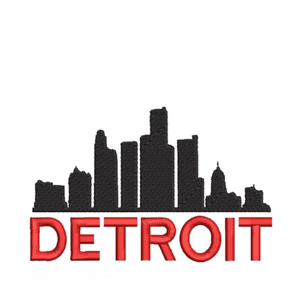 DETROIT SKYLINE, Embroidery Design with instant download online, skyline Embroidery Design, Skyline,