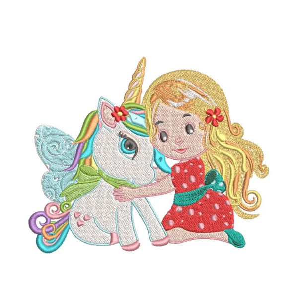 UNICORN - GIRL, Embroidery Design with instant download online, Unicorn Embroidery Design, 4 sizes.
