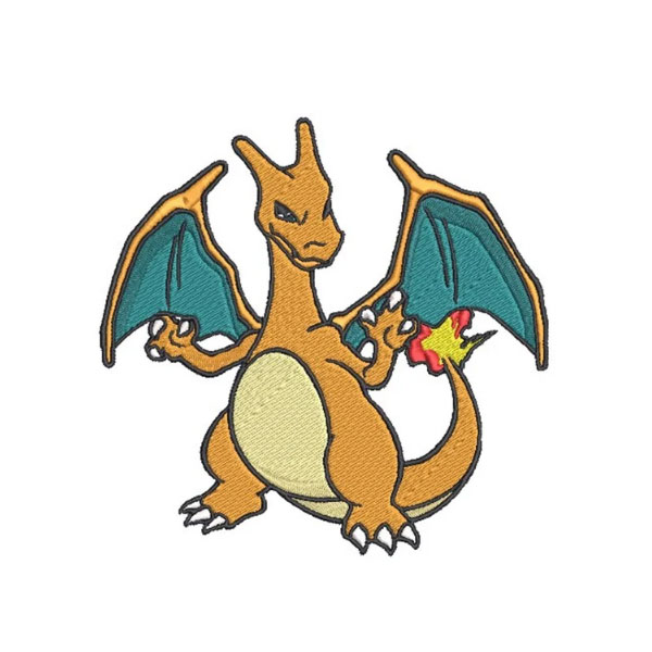 CHARIZARD, POKEMON, Embroidery Design with instant download online, Cartoon Embroidery Design, 4 siz