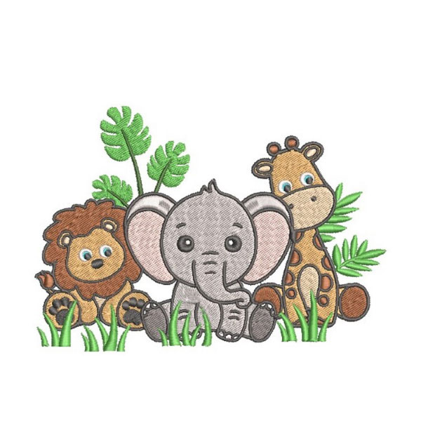 SAFARI BABY, Embroidery Design with instant download online, Jungle Embroidery Design. 4 sizes.